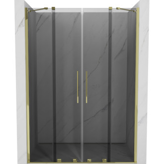 Posuvné sprchové dvere Mexen Velar Duo 160 cm, grafit, zlatá - 871-160-000-42-50