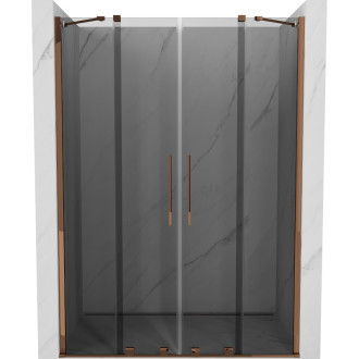 Posuvné sprchové dvere Mexen Velar Duo 150 cm, grafit, ružové zlato - 871-150-000-42-60