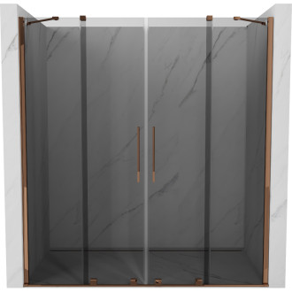 Posuvné sprchové dvere Mexen Velar Duo 180 cm, grafit, ružové zlato - 871-180-000-42-60