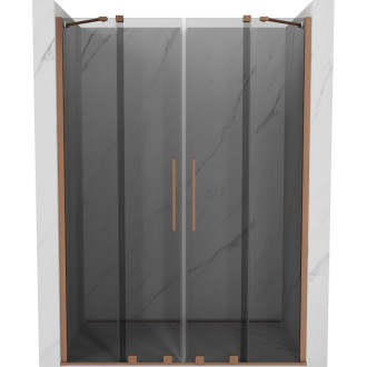 Posuvné sprchové dvere Mexen Velar Duo 140 cm, grafit, kartáčovaná meď - 871-140-000-42-65