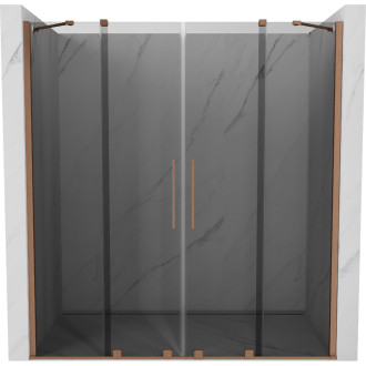 Posuvné sprchové dvere Mexen Velar Duo 180 cm, grafit, kartáčovaná meď - 871-180-000-42-65