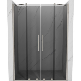 Posuvné sprchové dvere Mexen Velar Duo 160 cm, grafit, kartáčovaný nikel - 871-160-000-42-97