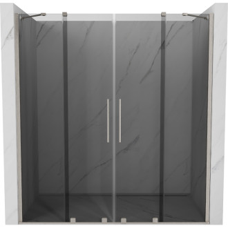 Posuvné sprchové dvere Mexen Velar Duo 180 cm, grafit, kartáčovaný nikel - 871-180-000-42-97