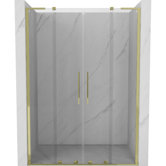 Posuvné sprchové dvere Mexen Velar L Duo 140 cm, priehľadné, zlaté - 871-140-003-02-50