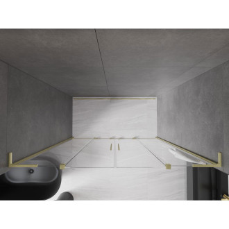 Posuvné sprchové dvere Mexen Velar L Duo 180 cm, priehľadné, kartáčované zlato - 871-180-003-02-55