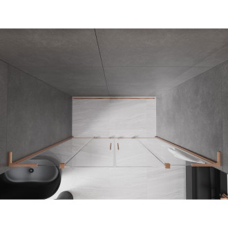 Posuvné sprchové dvere Mexen Velar L Duo 180 cm, priehľadné, kartáčovaná meď - 871-180-003-02-65