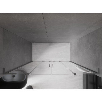 Posuvné sprchové dvere Mexen Velar L Duo 200 cm, priehľadné, kartáčovaná pištoľovo sivá - 871-200-003-02-66