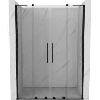 Mexen Velar L Duo posuvné sprchové dvere 160 cm, priehľadné, čierne - 871-160-003-02-70
