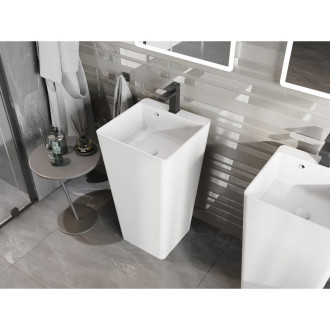 Voľne stojace umývadlo Mexen Neva z konglomerátu 45 x 45 cm, matne biela - 26614500