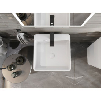 Voľne stojace umývadlo Mexen Neva z konglomerátu 45 x 45 cm, matne biela - 26614500