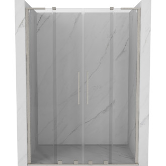 Posuvné sprchové dvere Mexen Velar L Duo 160 cm, priehľadné, kartáčovaný nikel - 871-160-003-02-97