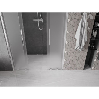 Posuvné sprchové dvere Mexen Velar L Duo 150 cm, matné, chróm - 871-150-003-32-01