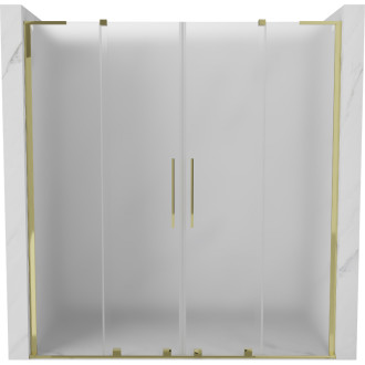 Posuvné sprchové dvere Mexen Velar L Duo 180 cm, matné, zlaté - 871-180-003-32-50