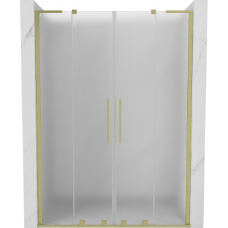 Posuvné sprchové dvere Mexen Velar L Duo 140 cm, matné, kartáčované zlato - 871-140-003-32-55