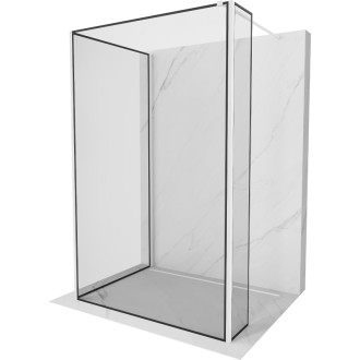 Mexen Kioto Sprchová zástena 100 x 70 x 30 cm, čierny rám, biela - 800-100-070-221-20-70-030