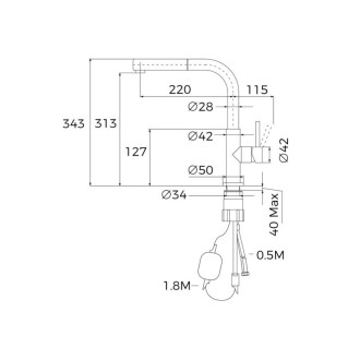 TEKA Kuchyňská baterie s vysokým ramínkem a výsuvnou koncovkou UNI 9331 BK