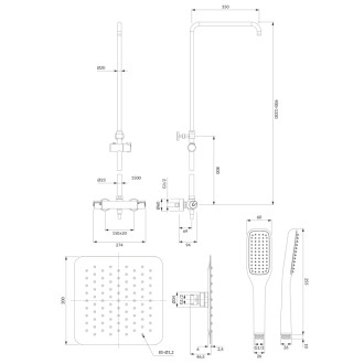 Omnires Uni termostatický sprchový systém nástěnný, chrom lesk Y1244X-6-KCR