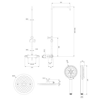 Omnires Y termostatický sprchový systém nástěnný, chrom lesk SYSY10-N-6CR