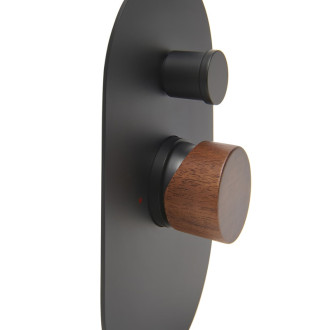 Sprchová a vanová baterie SAT Fusion včetně podomítkového tělesa páka tmavé dřevo SATBSFU215DTC