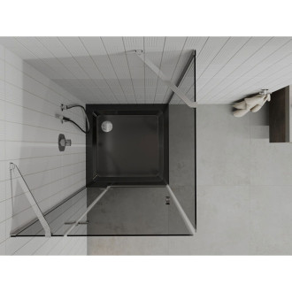 Výklopný sprchový kout Mexen Roma 80 x 80 cm, grafit, chrom + Plochá sprchová vanička, černá - 854-080-080-01-40-4070