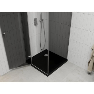 Výklopný sprchový kout Mexen Roma 90 x 90 cm, grafit, chrom + Plochá sprchová vanička, černá - 854-090-090-01-40-4070