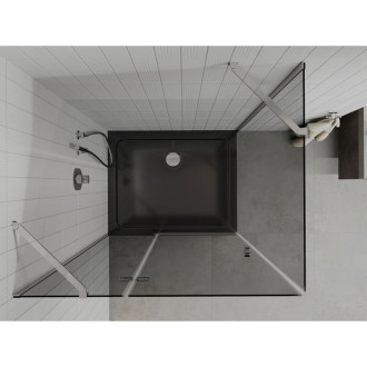 Výklopný sprchový kout Mexen Roma 90 x 100 cm, grafit, chrom + Plochá sprchová vanička, černá - 854-090-100-01-40-4070