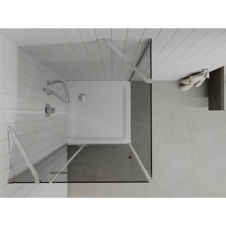 Výklopný sprchový kout Mexen Roma 80 x 80 cm, grafit, chrom + Plochá sprchová vanička, bílá - 854-080-080-01-40-4010