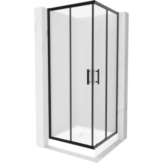 Štvorcový sprchovací kút Mexen Rio 80 x 80 cm, matný, čierny + sprchová vanička Rio, biela - 860-080-080-70-30-4510