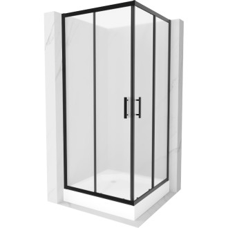 Štvorcový sprchovací kút Mexen Rio 90 x 90 cm, matný, čierny + sprchová vanička Rio, biela - 860-090-090-70-30-4510