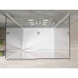 Mexen Omega-3S třístěnný posuvný sprchový kout 120x80 cm, průhledný, chrom + Plochá sprchová vanička - 825-120-080-01-00-3s-4010