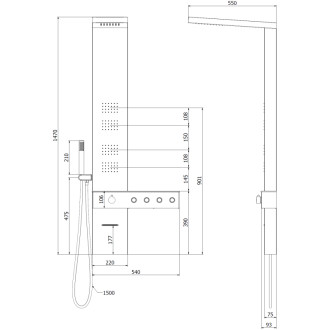 Sprchový panel Mexen Natan s výtokem, chrom - 7626-04-00