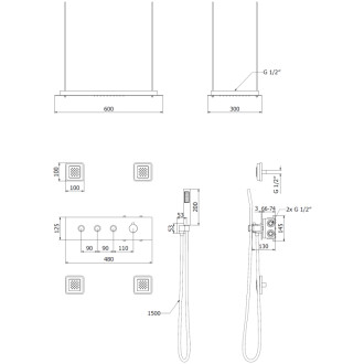 Sprchová souprava Mexen Soler pod omítku, chrom - 7601-04-00