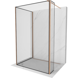 Mexen Kioto Sprchová zástena 140 x 110 x 30 cm, čierny rám, kartáčovaná meď - 800-140-110-221-65-70-030