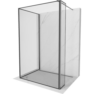 Mexen Kioto Sprchová zástena 130 x 110 x 30 cm, čierny rám, kartáčovaná pištoľovo sivá - 800-130-110-221-66-70-030