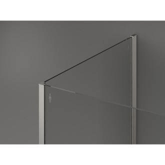 Mexen Kioto Sprchová zástena 130 x 80 x 30 cm, čierny rám, kartáčovaný nikel - 800-130-080-221-97-70-030