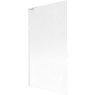 Vaňová zástena Mexen Next L s jedným krídlom 100 x 150 cm, pruhy, biela - 895-100-000-03-09-20
