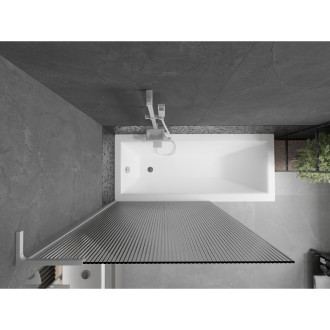 Vaňová zástena Mexen Next L s jedným krídlom 100 x 150 cm, pruhy, biela - 895-100-000-03-09-20