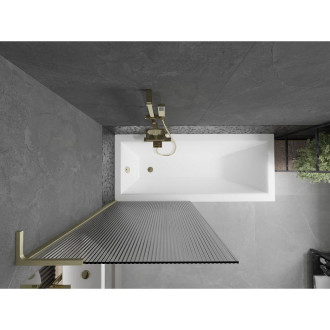 Vaňová zástena Mexen Next L s jedným krídlom 80 x 150 cm, pruhy, kartáčované zlato - 895-080-000-03-09-55