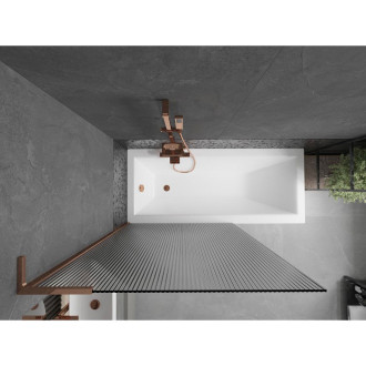 Vaňová zástena Mexen Next L s jedným krídlom 100 x 150 cm, pruhy, ružové zlato - 895-100-000-03-09-60