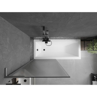 Vaňová zástena Mexen Next L s jedným krídlom 80 x 150 cm, pruhy, kartáčovaná pištoľovo sivá - 895-080-000-03-09-66