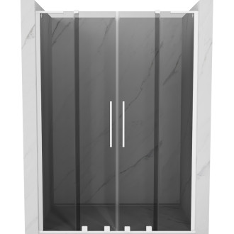 Posuvné sprchové dvere Mexen Velar L Duo 140 cm, grafit, biela - 871-140-003-42-20