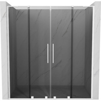 Posuvné sprchové dvere Mexen Velar L Duo 200 cm, grafit, biela - 871-200-003-42-20