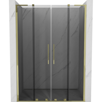 Posuvné sprchové dvere Mexen Velar L Duo 160 cm, grafit, zlato - 871-160-003-42-50