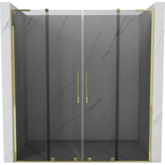 Posuvné sprchové dvere Mexen Velar L Duo 170 cm, grafit, zlato - 871-170-003-42-50