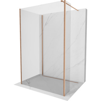 Mexen Kioto Sprchová zástena 100 x 75 x 40 cm, priehľadná, kartáčovaná meď - 800-100-075-221-65-00-040