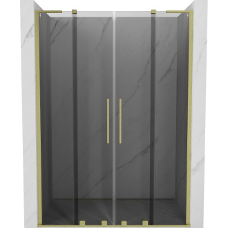 Posuvné sprchové dvere Mexen Velar L Duo 140 cm, grafit, kartáčované zlato - 871-140-003-42-55
