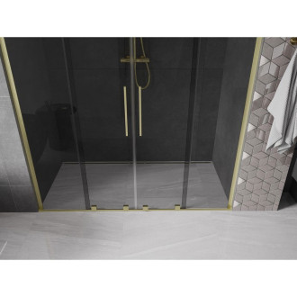 Posuvné sprchové dvere Mexen Velar L Duo 170 cm, grafit, kartáčované zlato - 871-170-003-42-55