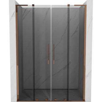 Posuvné sprchové dvere Mexen Velar L Duo 140 cm, grafit, ružové zlato - 871-140-003-42-60