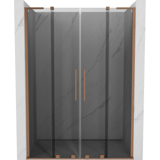 Posuvné sprchové dvere Mexen Velar L Duo 140 cm, grafit, kartáčovaná meď - 871-140-003-42-65