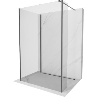 Mexen Kioto Sprchová zástena 110 x 95 x 40 cm, priehľadná, kartáčovaná pištoľovo sivá - 800-110-095-221-66-00-040